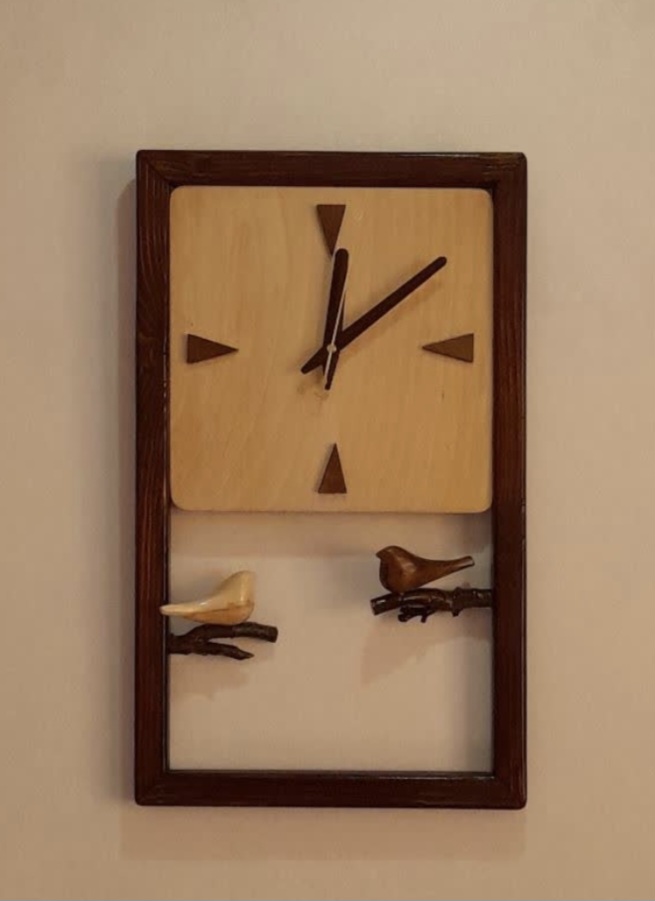 ساعت دیواری چوبی طرح گنجشک کد vc101